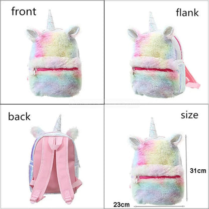 Fuzzy Unicorn Backpack - yellow