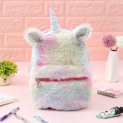 Fuzzy Unicorn Backpack - yellow