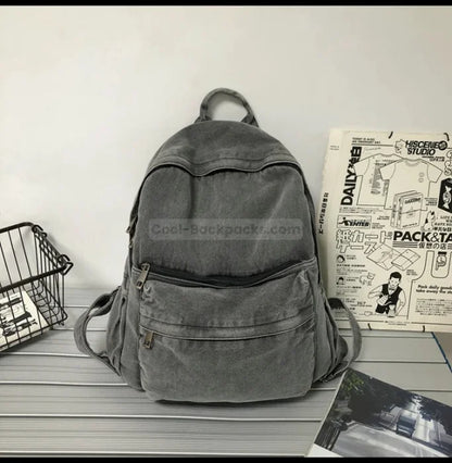 Gray Denim Backpack