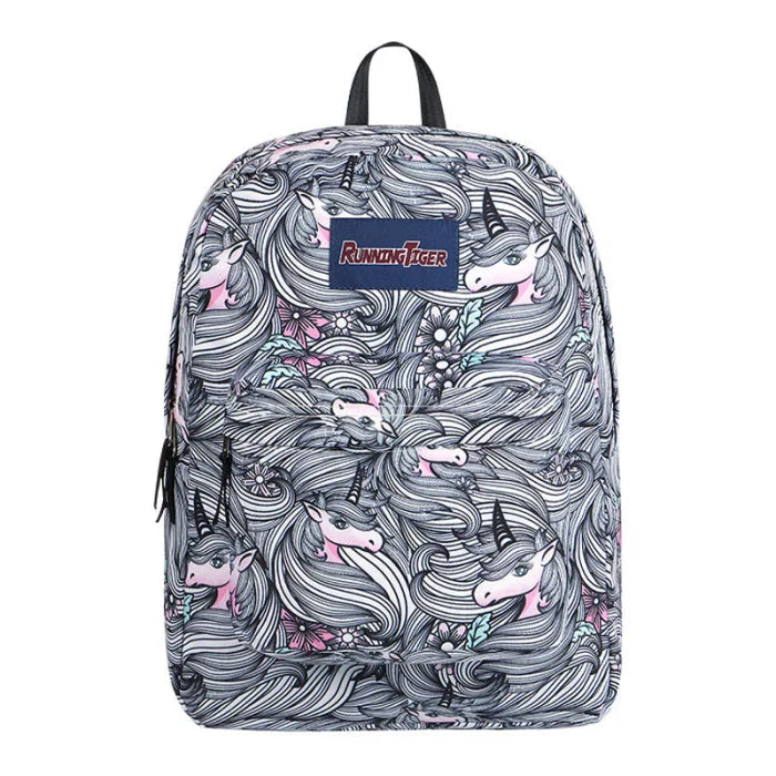 Gray Unicorn Backpack - 14 inches