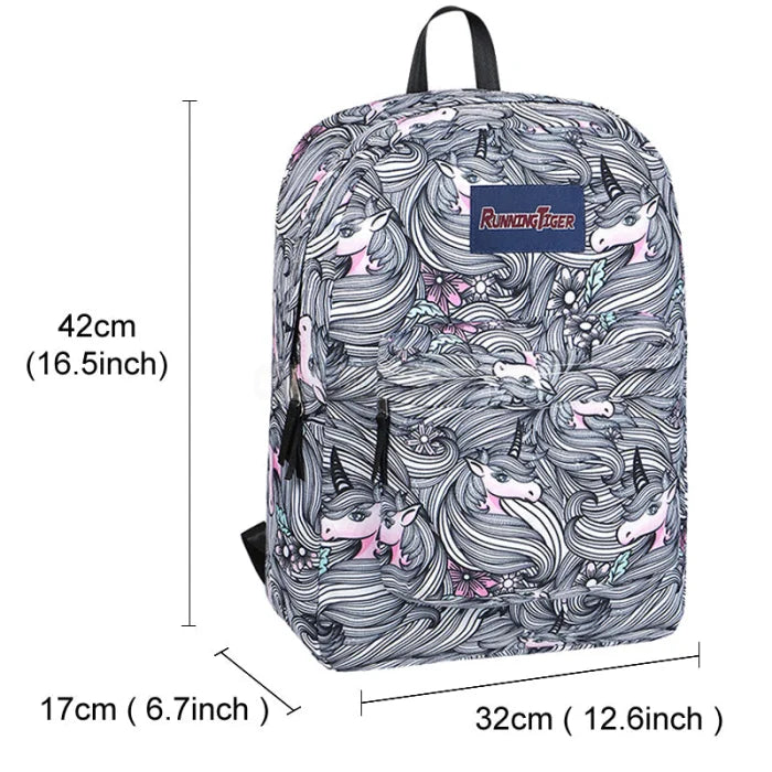 Gray Unicorn Backpack - 14 inches