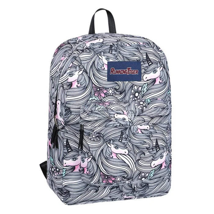 Gray Unicorn Backpack - 14 inches