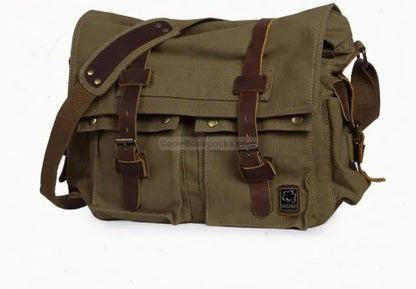 Green Canvas Messenger Bag