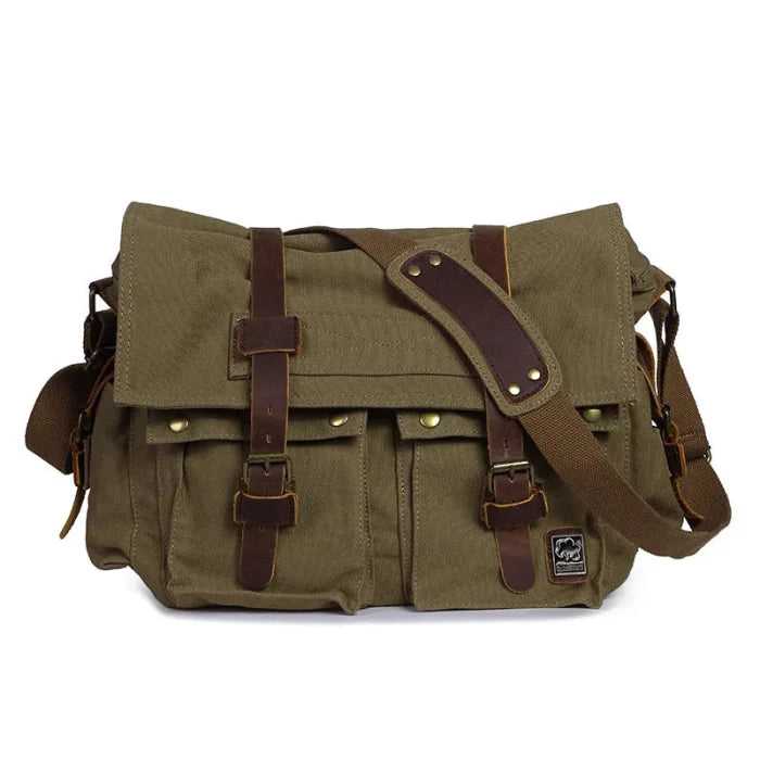 Green Canvas Messenger Bag