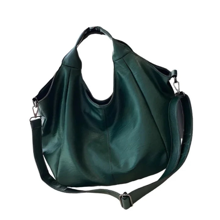 Green Leather Messenger Bag - Green