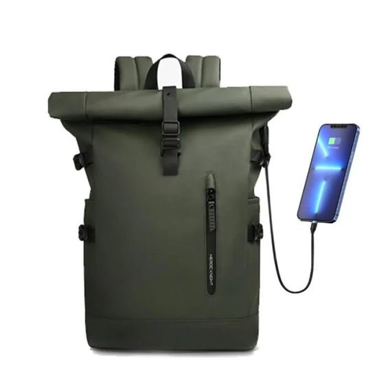 Green Roll Top Backpack - Green