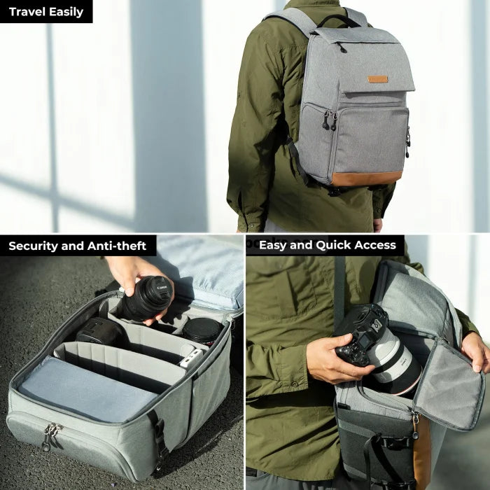 Grey Camera Backpack - Gray