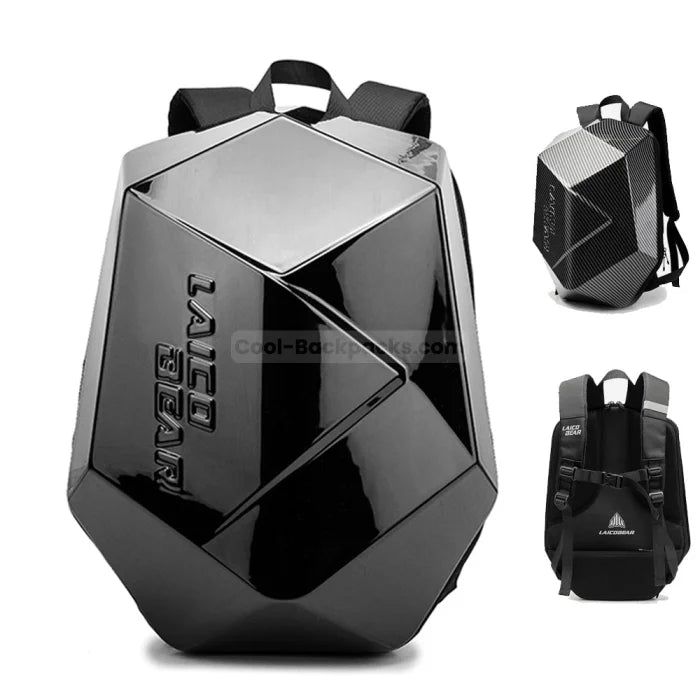 Hard Shell Motorcycle Backpack - Black