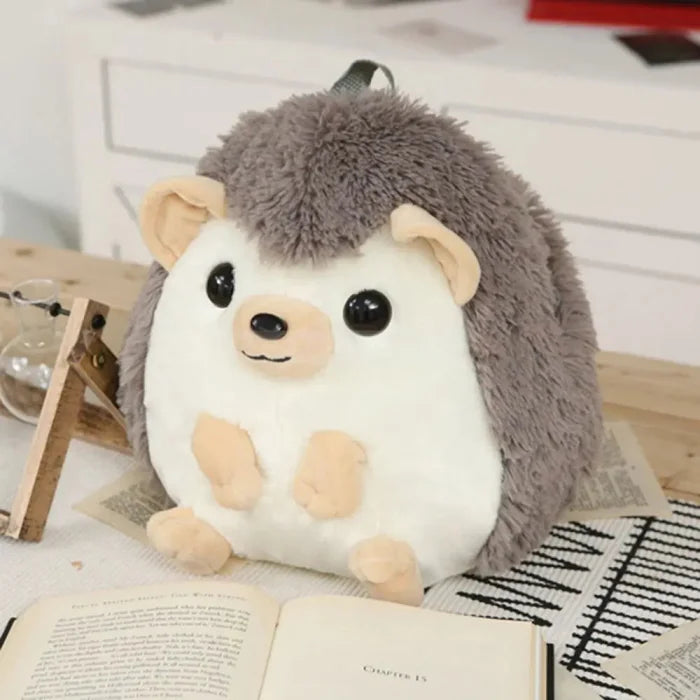 Hedgehog Plush Backpack - Gray