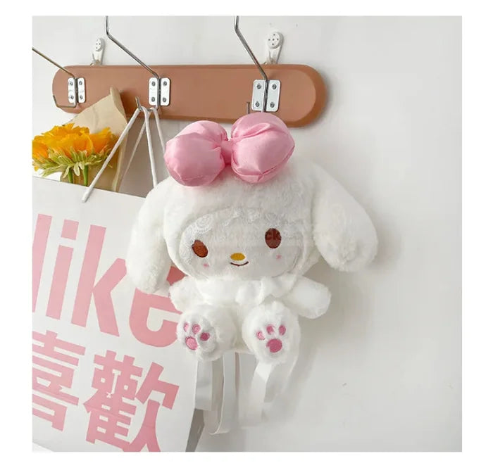 Kawaii Plush Backpack - White