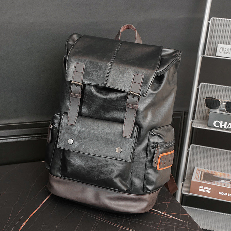 Black Leather Motorcycle Backpack