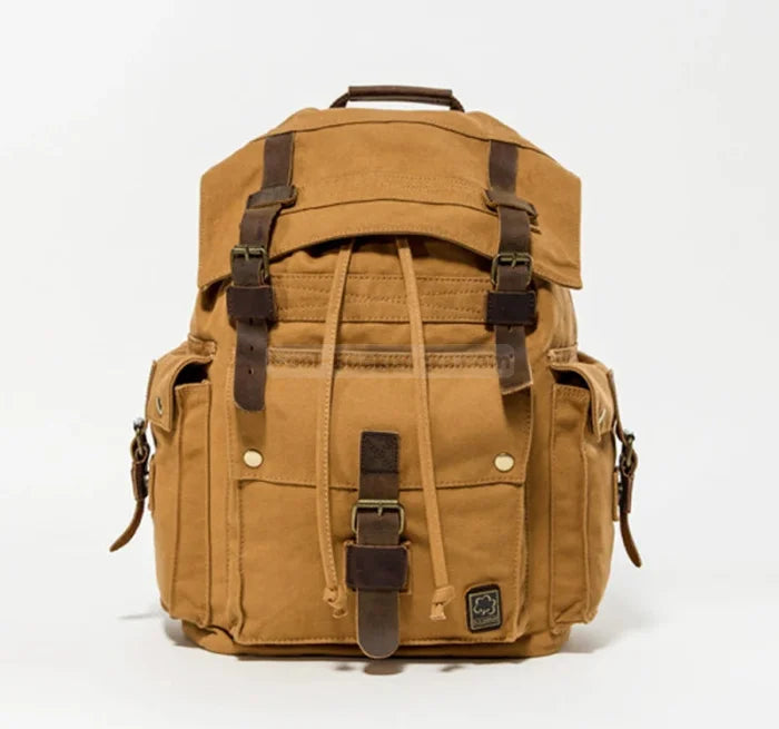 Large Canvas Backpack - Camel