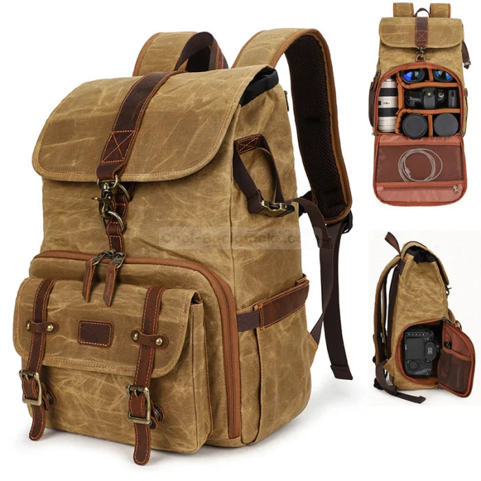 Leather Camera Backpack