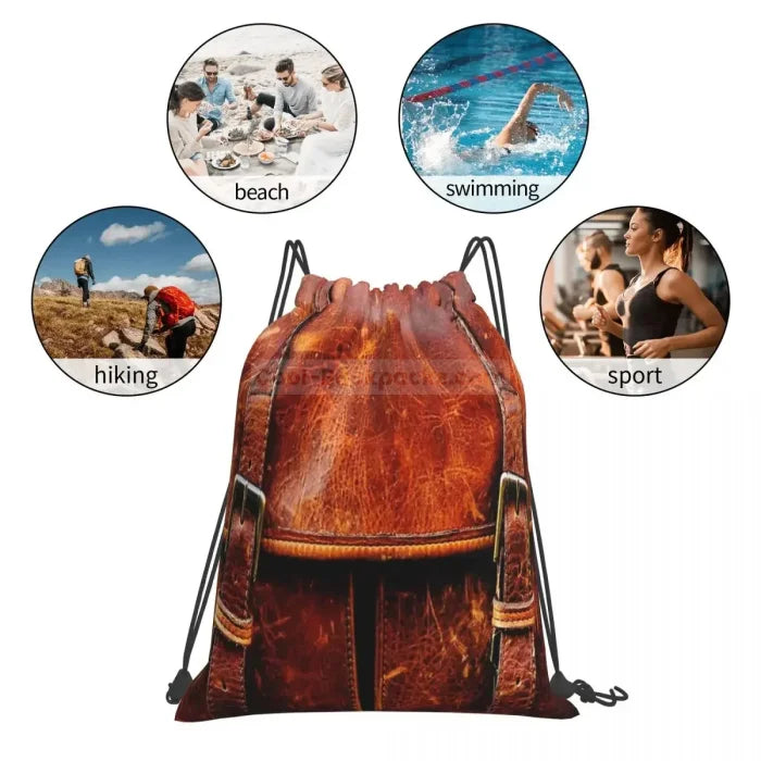 Leather Drawstring Backpack