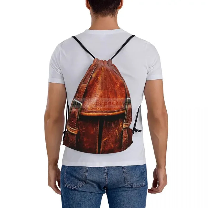 Leather Drawstring Backpack