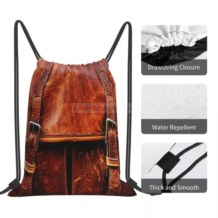 Leather Drawstring Backpack