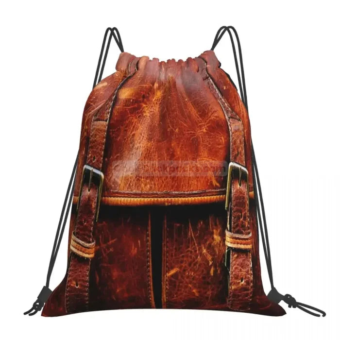 Leather Drawstring Backpack