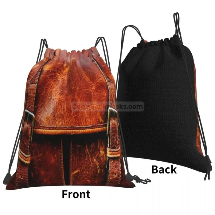 Leather Drawstring Backpack