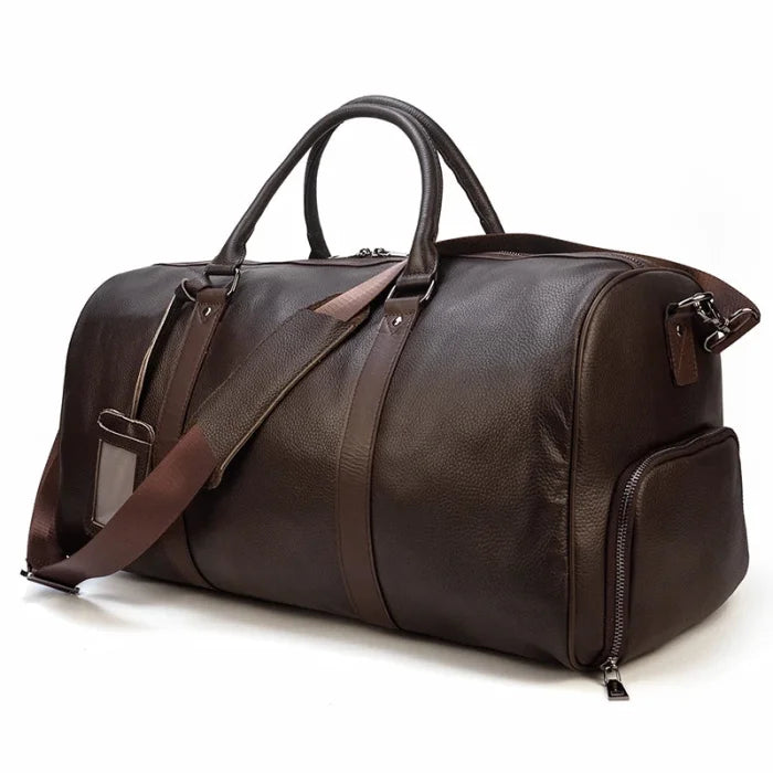 Leather Duffel Bag - Brown