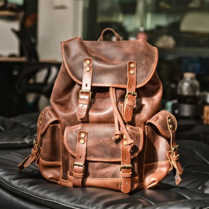 Leather Hiking Backpack