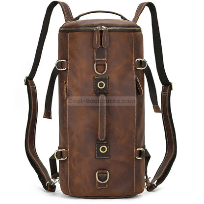 Leather Motorcycle Backpack - Brown