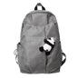 Leather Panda Backpack - Gray