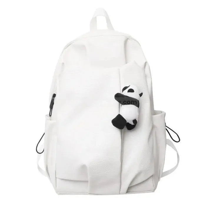 Leather Panda Backpack - White