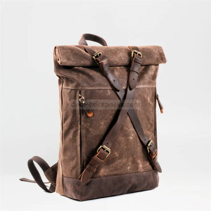 Leather Roll Top Backpack