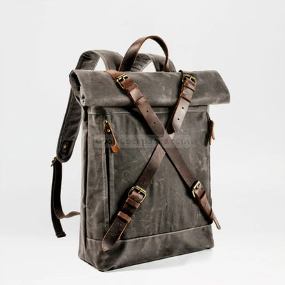 Leather Roll Top Backpack