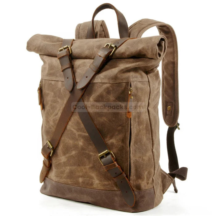 Leather Roll Top Backpack