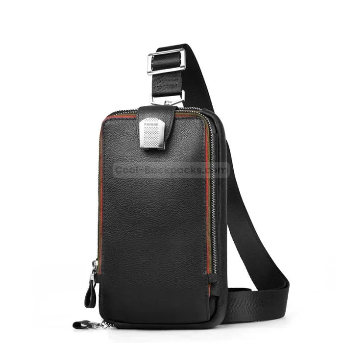 Leather Sling Backpack - Black