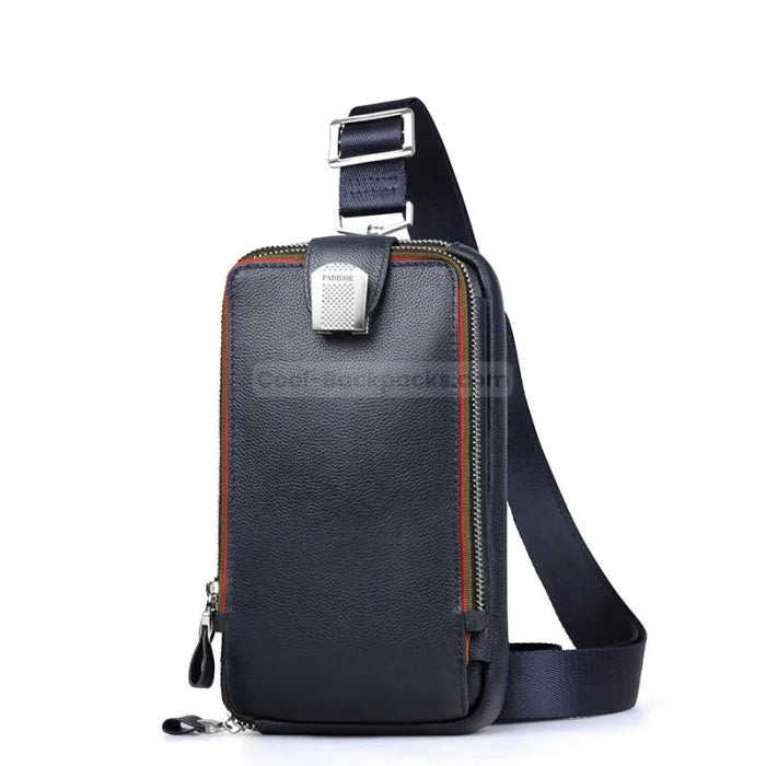 Leather Sling Backpack - Blue