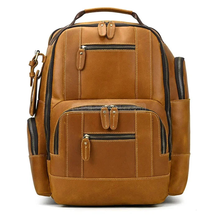 Leather Travel Backpack Mens