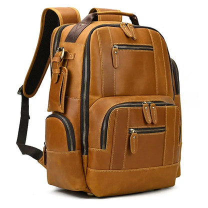 Leather Travel Backpack Mens