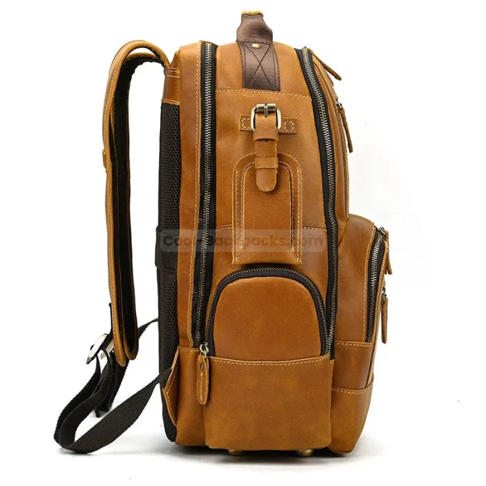 Leather Travel Backpack Mens