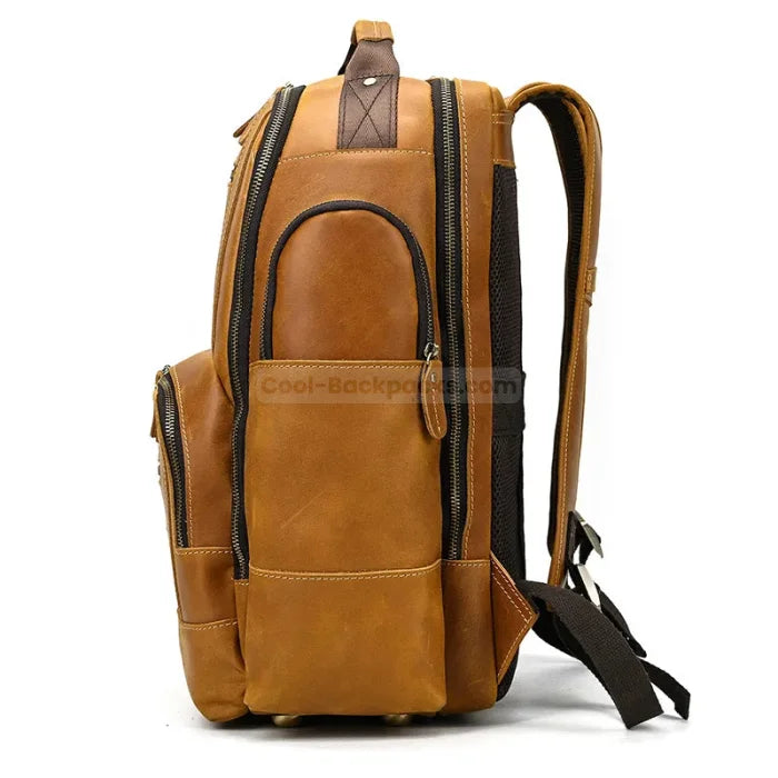 Leather Travel Backpack Mens