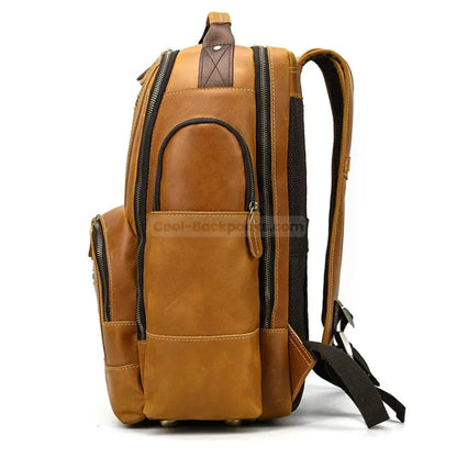 Leather Travel Backpack Mens