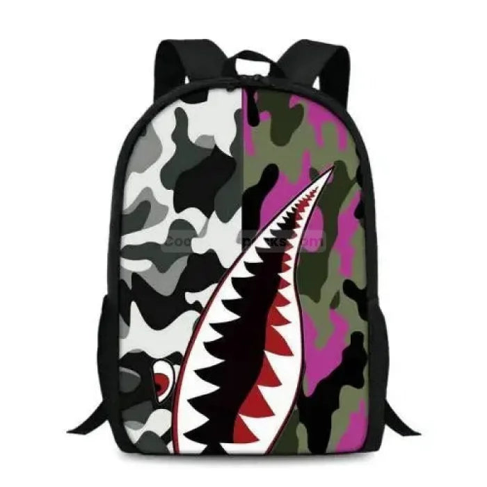 Leopard Print Shark Backpack - 17010