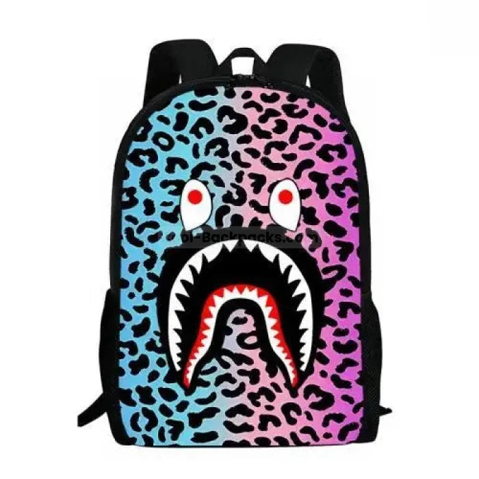 Leopard Print Shark Backpack - 17029