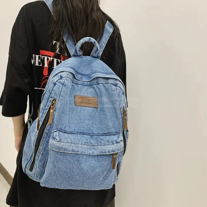 Light Blue Denim Backpack