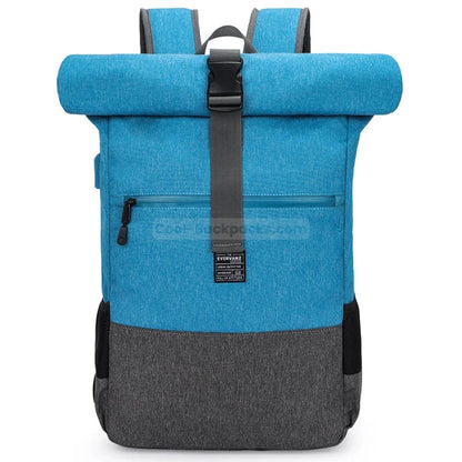 Lightweight Roll Top Backpack - Blue