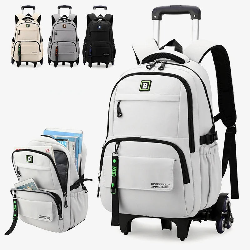 Black and White Rolling Backpack