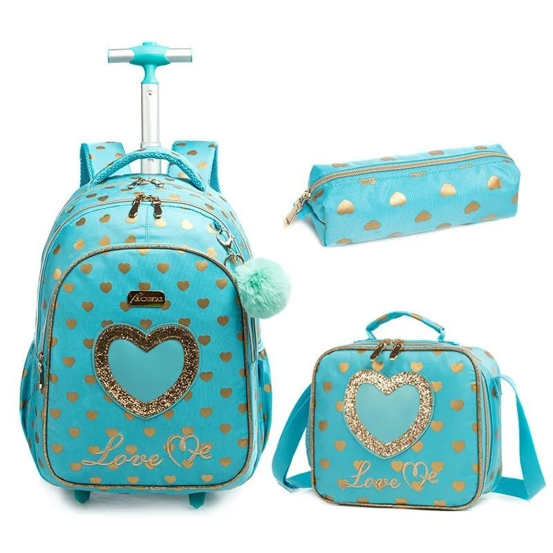 Turquoise Rolling Backpack