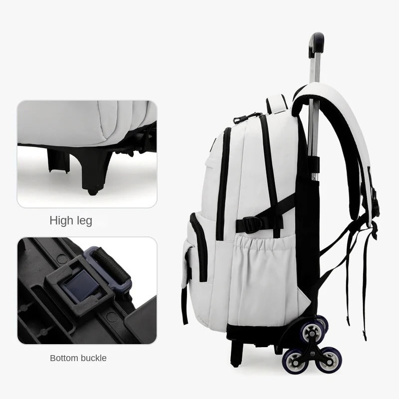 White Rolling Backpack