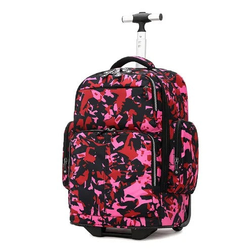 Pink Camo Rolling Backpack