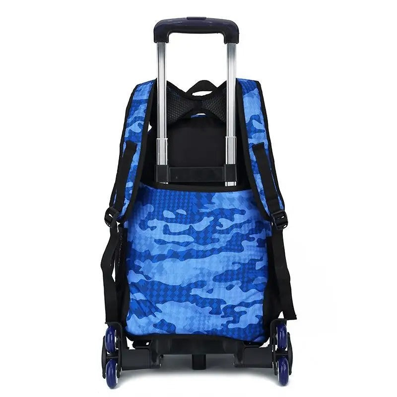 Blue Camo Rolling Backpack
