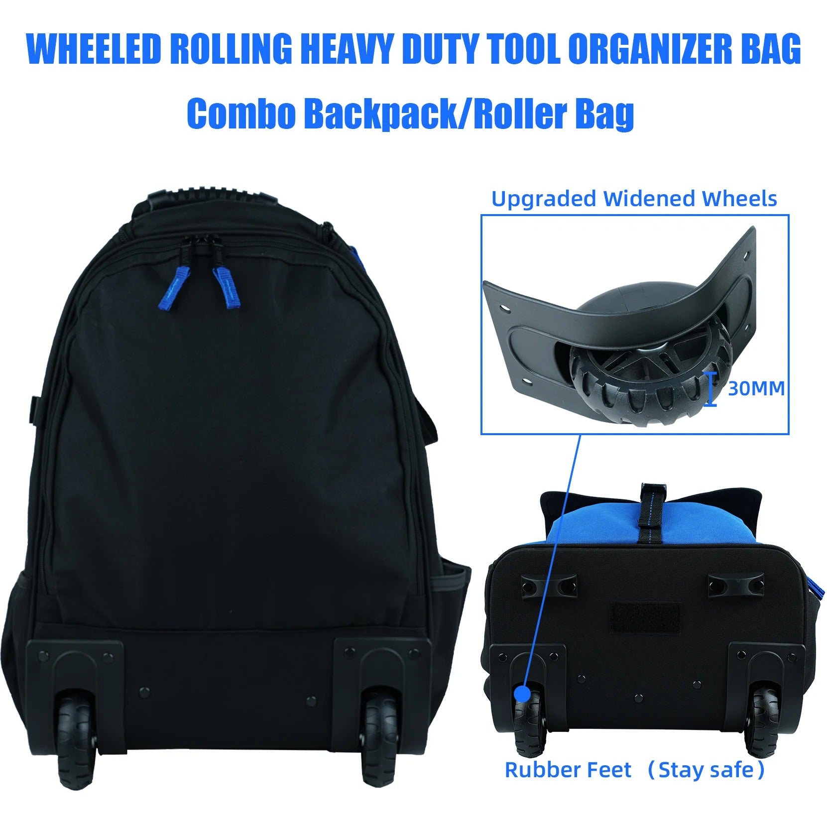 Navy Blue Rolling Backpack