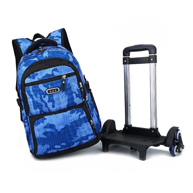 Blue Camo Rolling Backpack