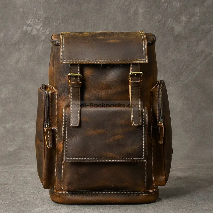 Mens Brown Leather Rucksack