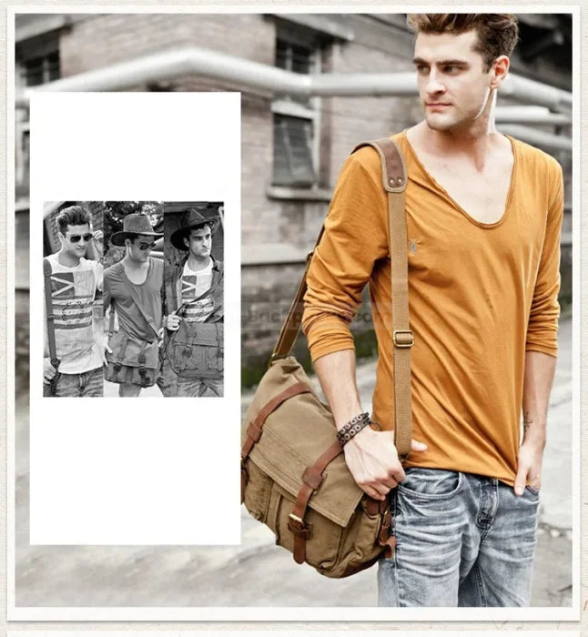 Mens Canvas Messenger Bag